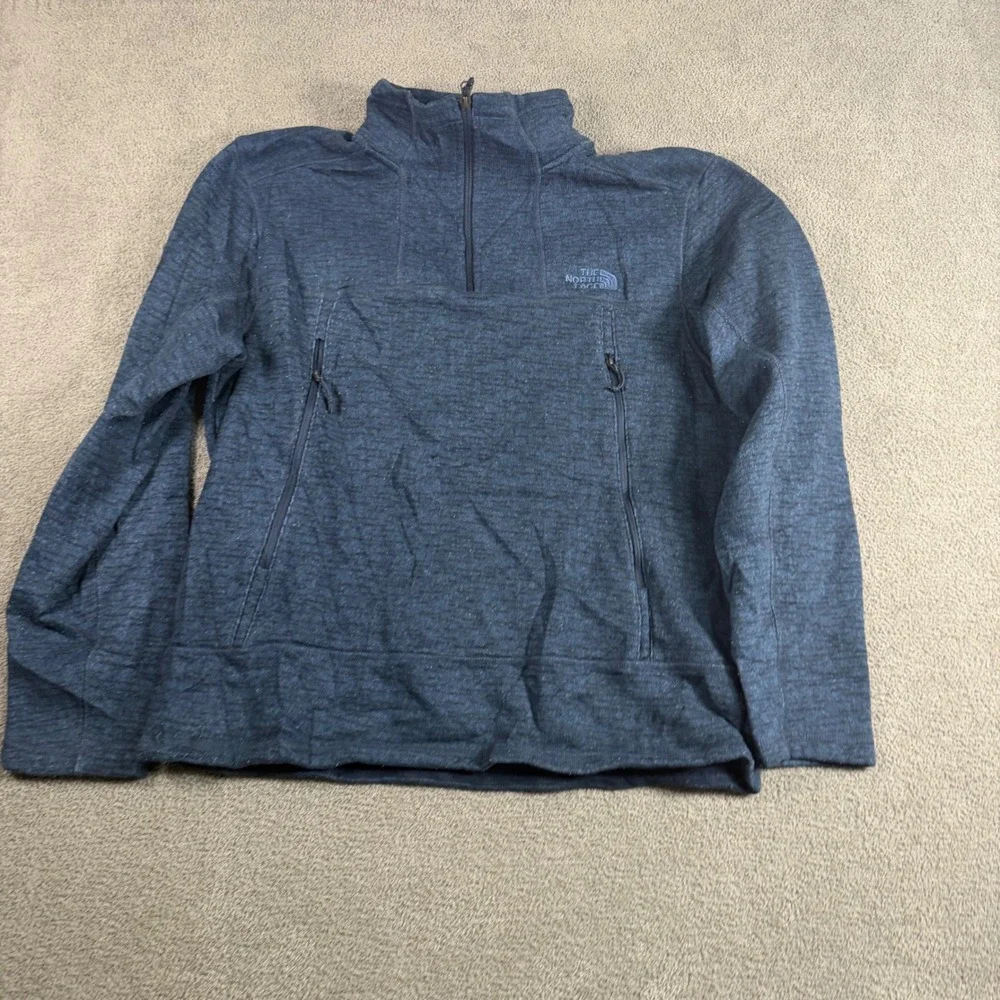 The North Face Mens XL Navy Blue Heathered 1/4 Zip Fleece Pullover Jacket 8870